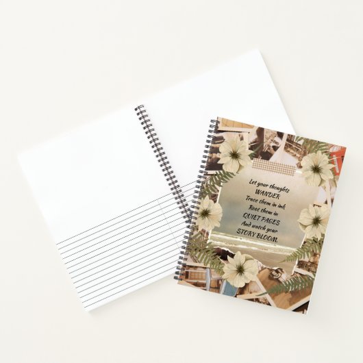  oceaan Uitzicht geperste bloem Notitieboek (Binnen)