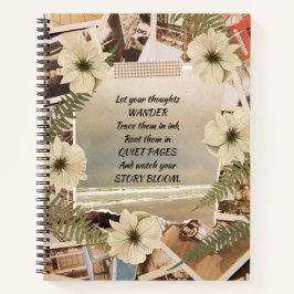 oceaan Uitzicht geperste bloem Notitieboek