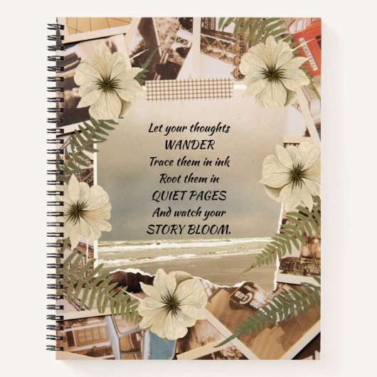  oceaan Uitzicht geperste bloem Notitieboek (Voorkant)