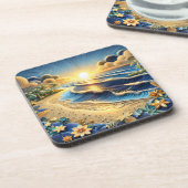 oceaan Uitzicht tropisch papier quilling effect Bier Onderzetter (Linkerzijde)