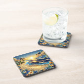 oceaan Uitzicht tropisch papier quilling effect Bier Onderzetter (Rechterzijde)