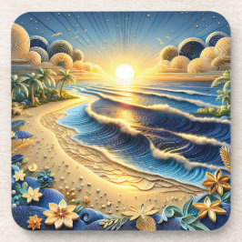 oceaan Uitzicht tropisch papier quilling effect Bier Onderzetter