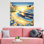 oceaan Uitzicht tropisch papier quilling effect Canvas Afdruk (Insitu (Woonkamer))