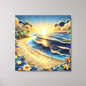 oceaan Uitzicht tropisch papier quilling effect Canvas Afdruk (Voorkant)