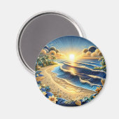 oceaan Uitzicht tropisch papier quilling effect Magneet (Voorkant / Achterkant)