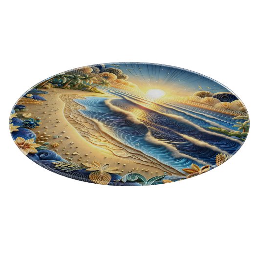 oceaan Uitzicht tropisch papier quilling effect Snijplank (Hoek)