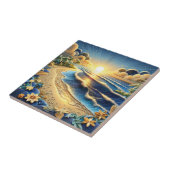 oceaan Uitzicht tropisch papier quilling effect Tegeltje (Zijkant)