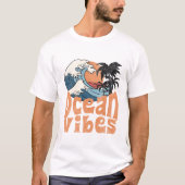 Oceaan Vibes Retro Golf Zonsondergang T-shirt (Voorkant)