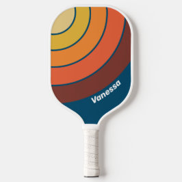 Oceaan Vintage Vibe Cirkel Streep met Naam Pickleball Paddle