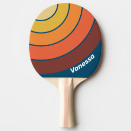 Oceaan Vintage Vibe Cirkel Streep met Naam Tafeltennisbatje
