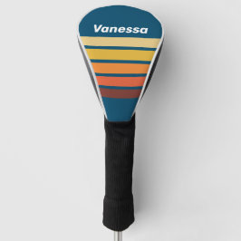 Oceaan Vintage Vibe Dwars Strepen met Naam Golfheadcover