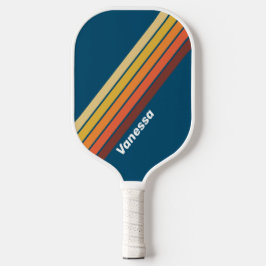 Oceaan Vintage Vibe Gestreept met Naam Pickleball Paddle