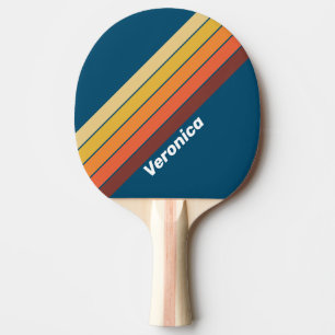 Oceaan Vintage Vibe Gestreept met Naam Tafeltennisbatje