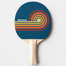 Oceaan Vintage Vibe Krul Strepen met Naam Tafeltennisbatje