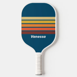 Oceaan Vintage Vibe Overdwars Gestreepte met Naam Pickleball Paddle