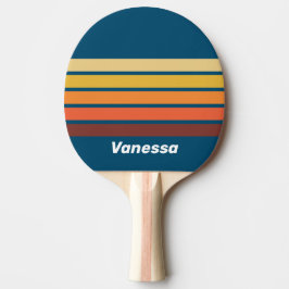 Oceaan Vintage Vibe Overdwars Gestreepte met Naam Tafeltennisbatje