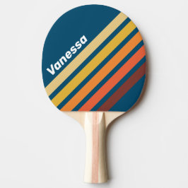 Oceaan Vintage Vibe Schuine Strepen met Naam Tafeltennisbatje