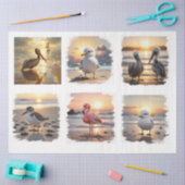 Oceaan vogels bij zonsondergang decoupage tissuepapier (Craft)