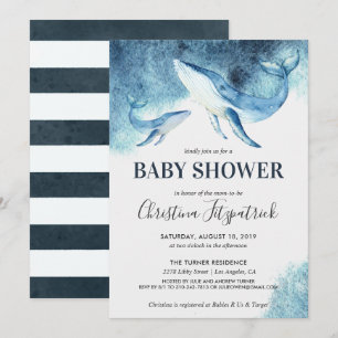 Oceaan Walvis Baby Shower Uitnodiging