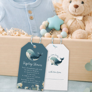 Oceaan Walvis Turquoise Cadeautag Baby Shower Cadeaulabel