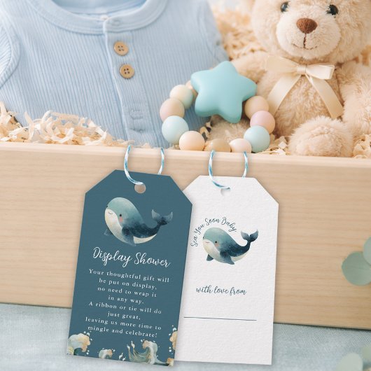 Oceaan Walvis Turquoise Cadeautag Baby Shower Cadeaulabel
