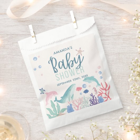 Oceaan Waterverf onder het Zee Baby shower Bedankzakje (Geknipt)