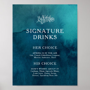 Oceaan waterverf Signature Drinks bord met stemmin Poster