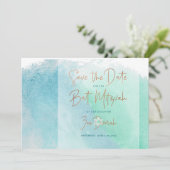 Oceaan Waterverf Strand Bat Mitzvah Bewaar de Datu Kaart (Staand voorkant)