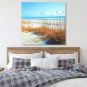 Oceaan, Zand en Zeegras in North Myrtle Beach Canvas Afdruk (Insitu (Slaapkamer))