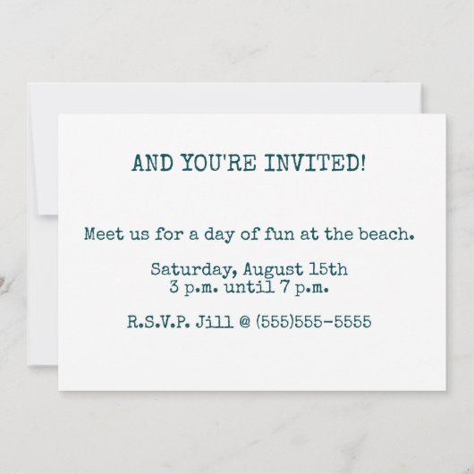 Oceaan, zandige kustlijn met zachte golven kaart (Achterkant)