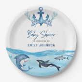 Oceaan & Zee Baby shower Papieren Bordje (Voorkant)