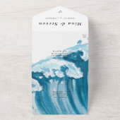 oceaan zee golven bruiloft all in one uitnodiging (Buitenkant)