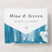 oceaan zee golven bruiloft all in one uitnodiging (Achterkant)