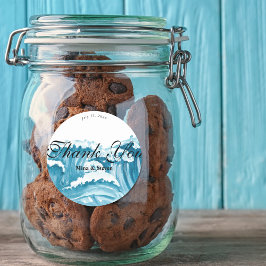 oceaan zee golven bruiloft dank u ronde sticker