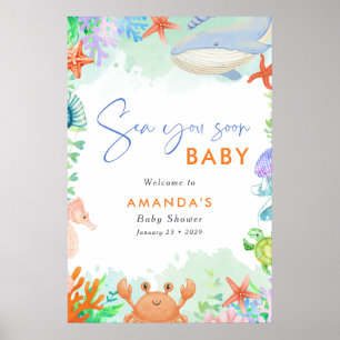 Oceaan Zee je Spoedig Zomer Baby Shower Poster