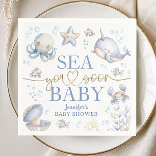 Oceaan Zee Jullie Binnenkort Baby Shower Jongen Bl Servet
