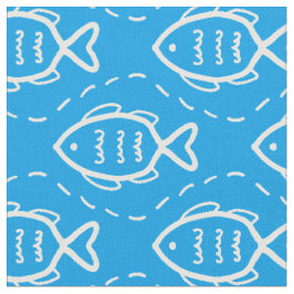 Oceaan Zee nautisch thema vissen golflijnen patroo Stof