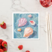 Oceaan Zee Schelpen Aquarel Kust Strand Zee Servet (Insitu)