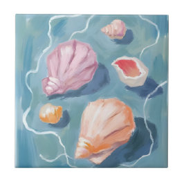 Oceaan Zee Schelpen Aquarel Kust Strand Zee Tegeltje