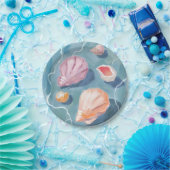 Oceaan Zee Schelpen Waterverf Kust Strand Zee Papieren Bordje (Feest)