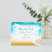 Oceaan Zeekant Turquoise Golven Bewaar de Datum Kaart (Staand voorkant)