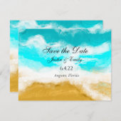 Oceaan Zeekant Turquoise Golven Save the Date   Kaart (Voorkant / Achterkant)