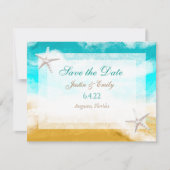 Oceaan Zeekant Turquoise Golven Save the Date Kaart (Voorkant)