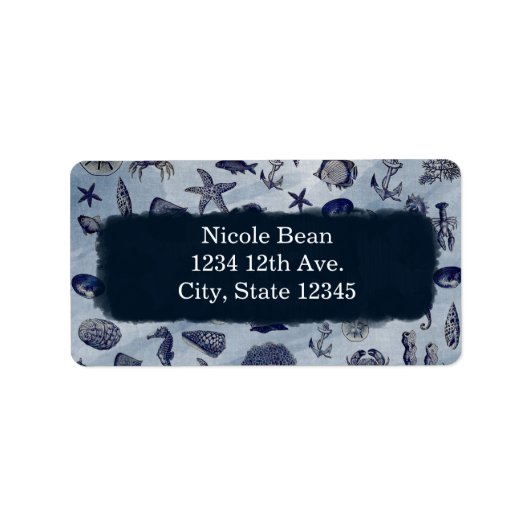 Oceaan Zeeleven Nautilus Schelpen Strand Bruiloft Etiket (Voorkant)