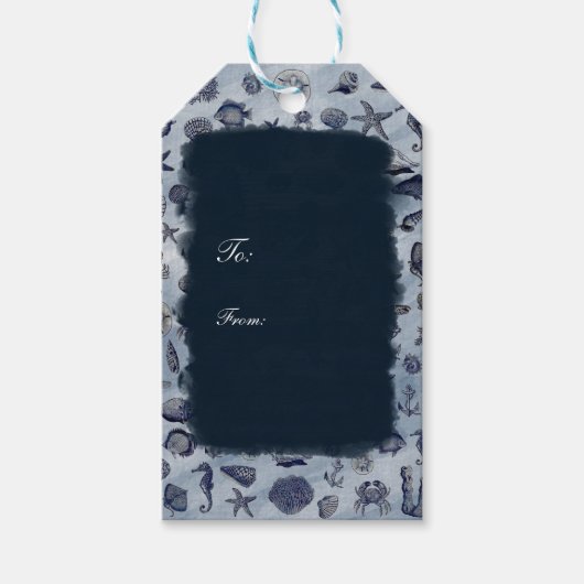 Oceaan Zeeleven Nautilus Zee Schelpen Strand Elega Cadeaulabel (Voorkant)