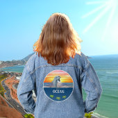 Oceaan, zeeschildpadden en dolfijn denim jacket