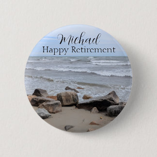 Oceaan Zeezijde Strand Foto Speciale Boodschap en Ronde Button 5,7 Cm