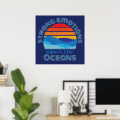 Oceaan Zegt Retro Zonsondergang Poster (Thuiskantoor)