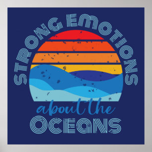 Oceaan Zegt Retro Zonsondergang Poster