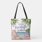 Oceaan Zomer Bachelorette Waterverf Strand Tote Bag (Achterkant)